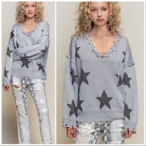 𝅺bohemian sweater with Lace up front and back.